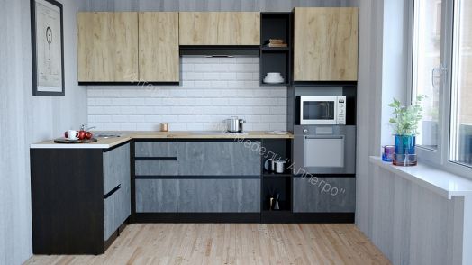 Кухонный гарнитур Адажио мега прайм 1500х2700 мм