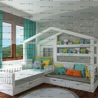 Кровать Домик угловой Fairy Land №7 (для двоих детей)