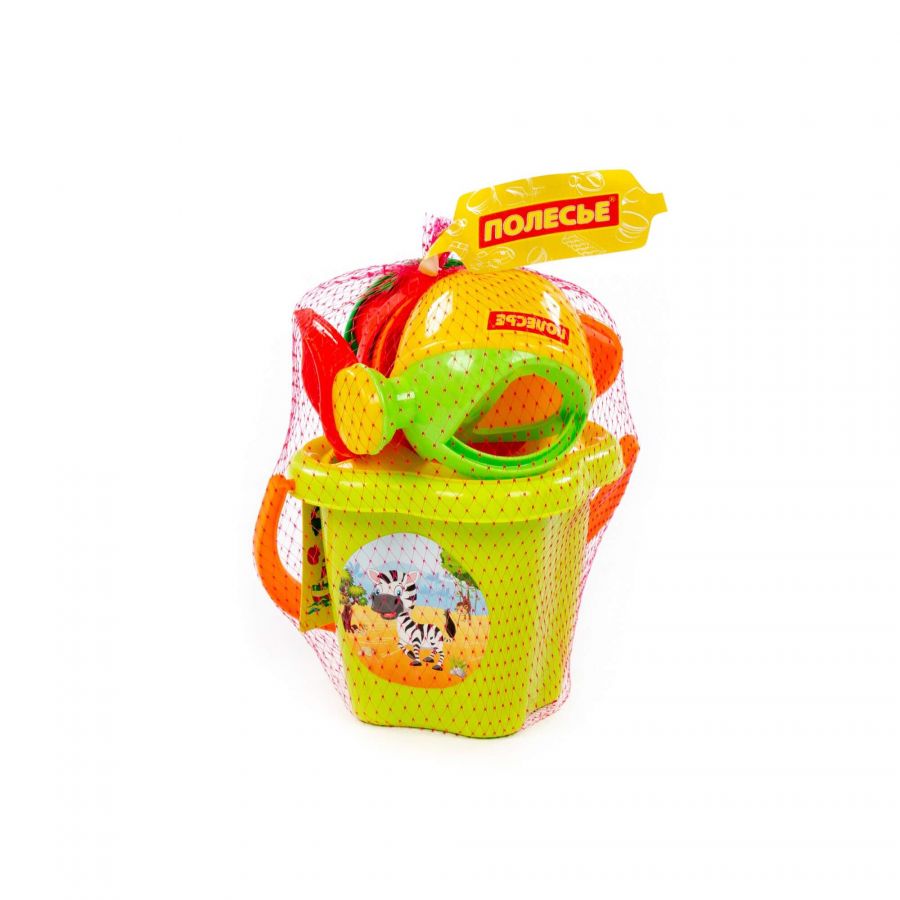 Набор №157: ведро-цветок среднее, ситечко-цветок, совок №2, грабельки №2, 3 формочки, лейка малая №3