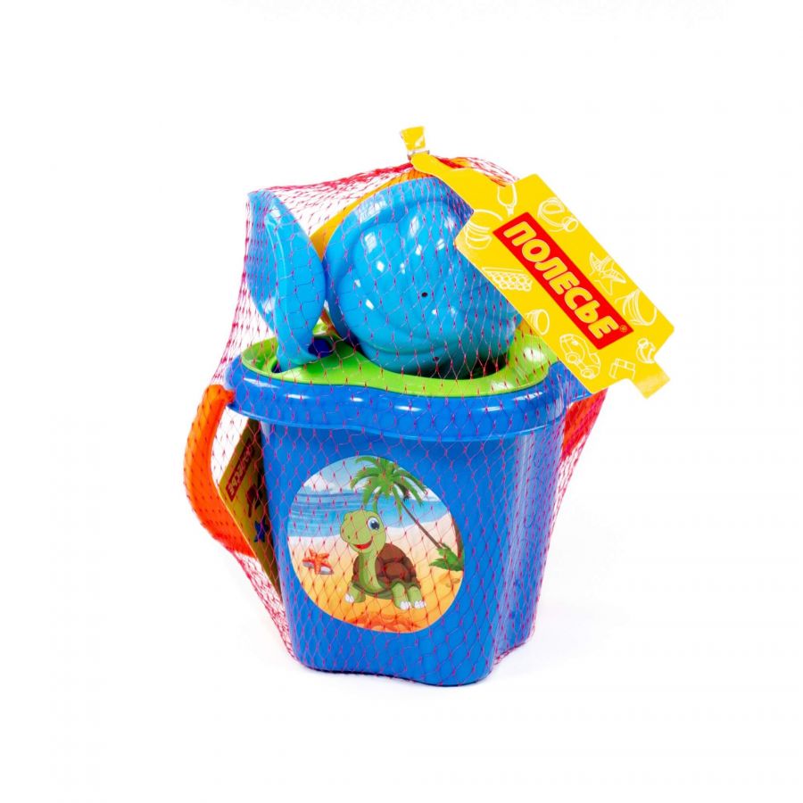 Набор №21: ведро-цветок среднее, ситечко-цветок, совок №2, грабельки №2, 3 формочки