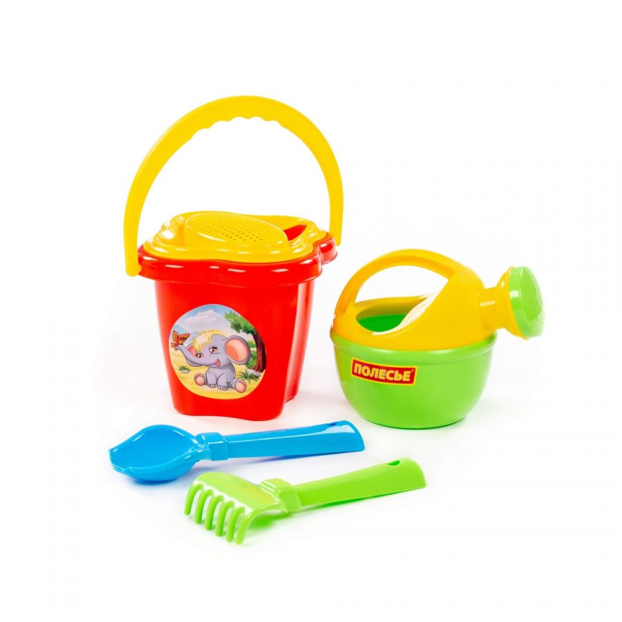Набор №222: ведро-цветок среднее, ситечко-цветок, совок №2, грабельки №2, лейка малая №4