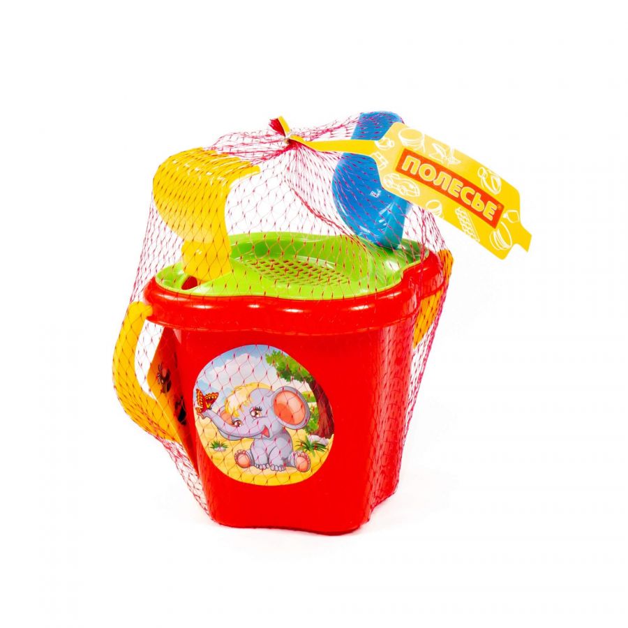 Набор №23: ведро-цветок среднее, ситечко-цветок, совок №2, грабельки №2