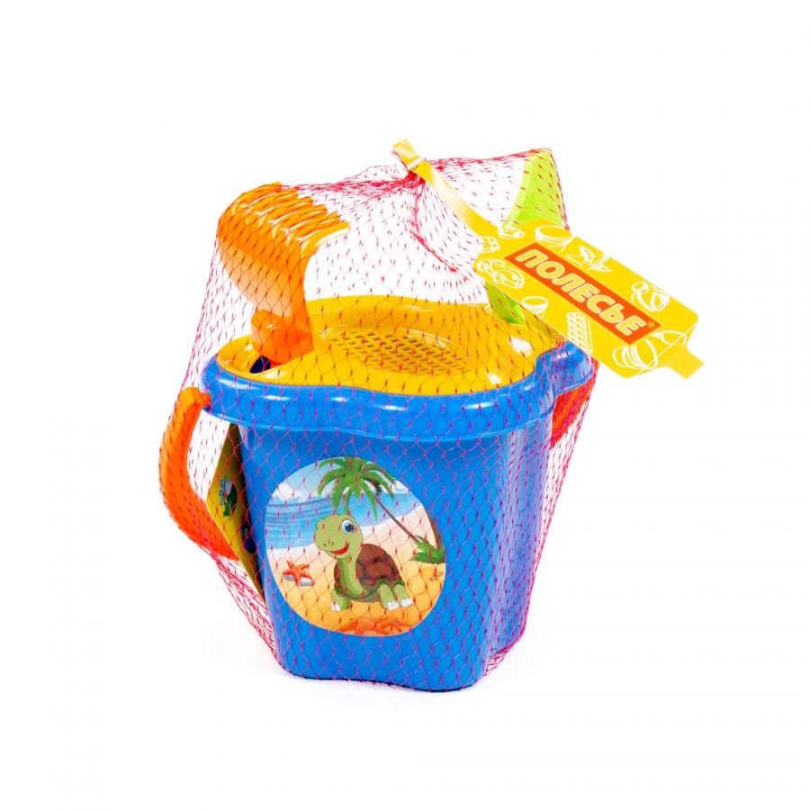 Набор №23: ведро-цветок среднее, ситечко-цветок, совок №2, грабельки №2