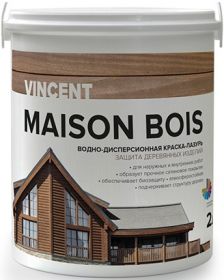 Краска-Лазурь Акриловая Vincent Maison Bois 9л без Запаха База С под Колеровку в Темные Оттенки Шелковистая / Винсент Мезон Буа*.