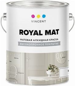 Эмаль Универсальная Vincent Royal Mat 1.4кг Алкидная, Белая, Матовая для Внутренних Работ.