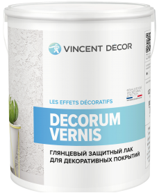 Лак Защитный Vincent Decor Decorum Vernis Gloss 1л Глянцевый для Декоративных Покрытий / Винсент Декор Декорум Вернис Глосс.