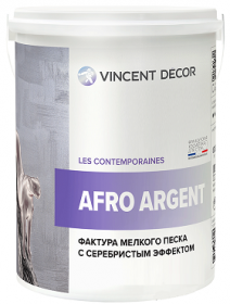 Краска Фактурная Vincent Decor Afro Argent 1л с Эффектом Мелкого Песка Серебро, Перламутровая / Винсент Декор Афро Аржент.