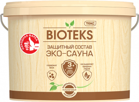 Защитный Cостав для Бани и Сауны Текс Bioteks Эко-Сауна 2л Полуматовый, Термостойкий, Водорастворимый / Биотекс.