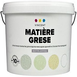 Декоративная Штукатурка Короед Vincent Matiere Grese S2 15кг Зерно 1.5-2.0мм, Белая / Винсент Матиер Грис С2.