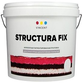Грунт под Cтруктурные Покрытия Vincent Structura Fix G2 16кг Полиакриловый, Белый / Винсент Г2 Структура Фикс.