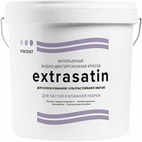 Краска Влагостойкая Vincent Extrasatin 2.25л Белая, Износостойкая, Полуглянцевая / Винсент Экстрасатин.