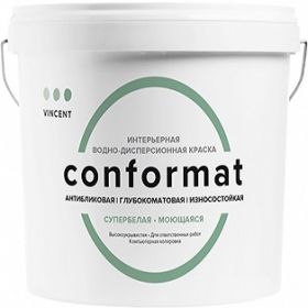 Краска для Стен и Потолков Vincent Conformat 0.9л Глубокоматовая, Износостойкая / Винсент Конформат.
