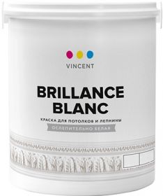 Краска для Потолков и Лепнины Vincent I2 Brillance Blanc 0.9л Ослепительно Белая / Винсент Бриллианс Бланк.