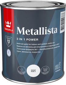 Краска по Ржавчине Tikkurila Metallista Гладкая 0.8л  для Внутренних и Наружных Работ / Тиккурила Металлиста Гладкая