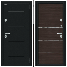 Входная Дверь Bravo Thermo Лайн Букле Черное/Wenge Veralinga 960x2050мм Левое Открывание / Браво.