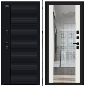 Входная Дверь Bravo Лайнер-3 Total Black/Off-White 960x2050мм Правое Открывание / Браво.