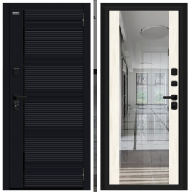 Входная Дверь Bravo Лайнер-3 Total Black/Nordic Oak 860x2050мм Левое Открывание / Браво.