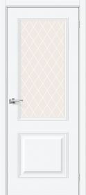 Межкомнатная Дверь ПЭТ Bravo Классик-13 White Silk / White Сrystal 800x2000мм (Полотно+Коробка+5 Наличников) / Браво.