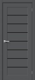 Межкомнатная Дверь ПЭТ Bravo Браво-22 Black Stormy Grey Silk 900x2000мм (Полотно+Коробка+5 Наличников) / Браво.