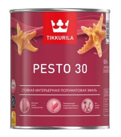 Эмаль Универсальная Tikkurila Pesto 30 2.7л Белая, Полуматовая, Интерьерная, без Резкого Запаха / Тиккурила Песто 30.
