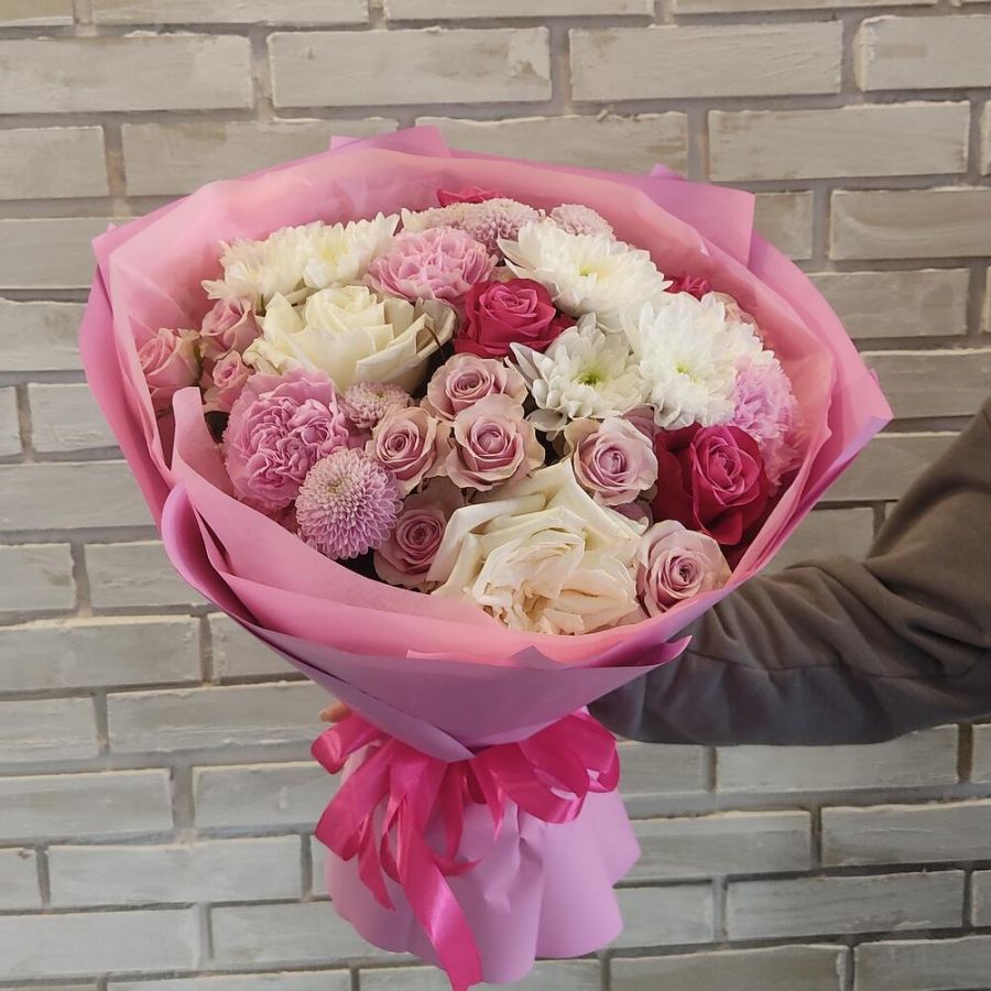 Букет розово белый