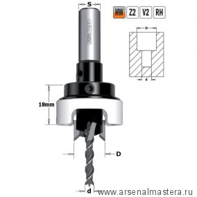 Сверло с зенкером и ограничителем 90гр HW Z2/2 S 10 X 25 D 4 / 12 RH CMT 515.412.11A