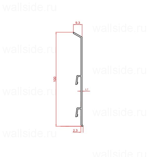 Плинтус Евротрим 2642 с кабель-каналом, 100 мм, серебро матовое