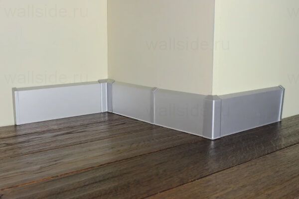 Плинтус Евротрим 2158 с кабель-каналом, 70 мм, серебро матовое