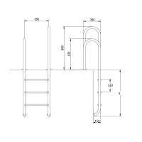 Лестница Hayward Asymmetric Muro AISI 304 (4 ступени), для узкого борта