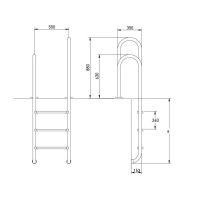 Лестница Hayward Asymmetric Muro AISI 304 (5 ступеней), для узкого борта