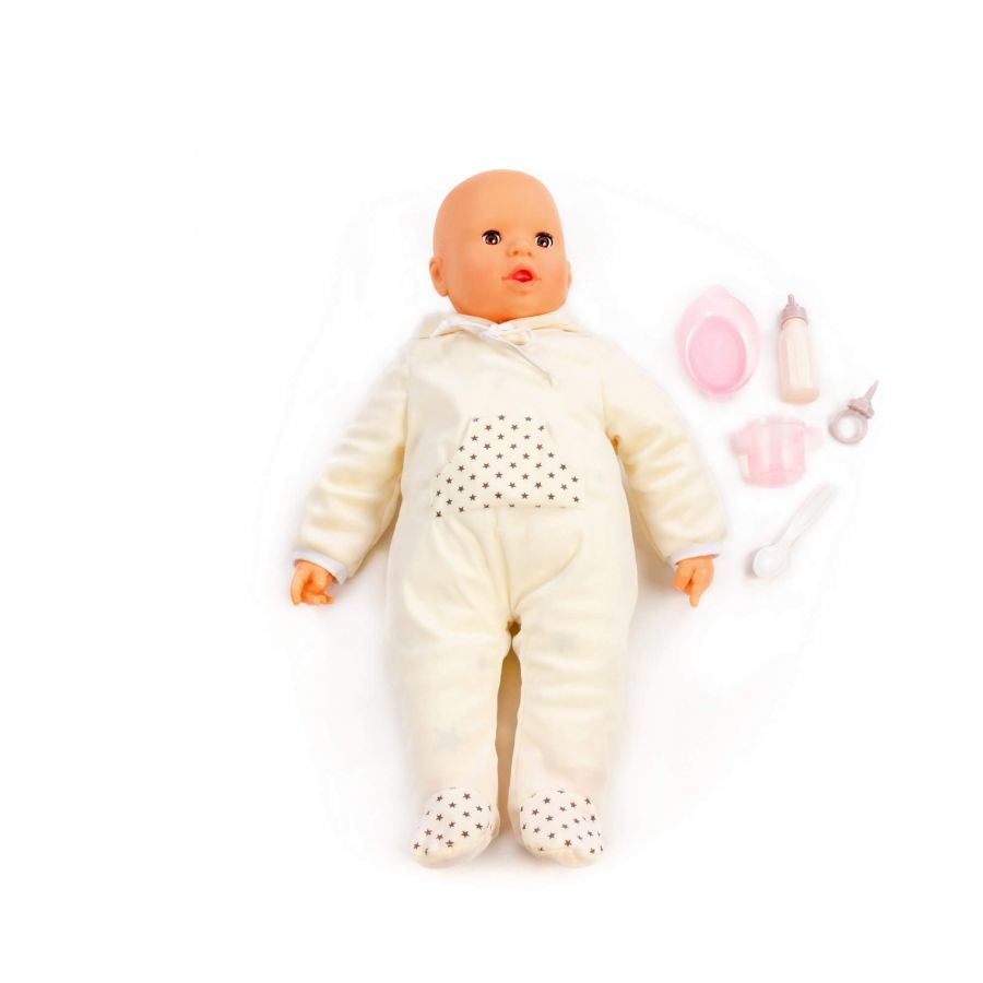 Пупс мягконабивной "Очаровательный" (52 см) + набор для кормления (5 элементов) (в коробке)