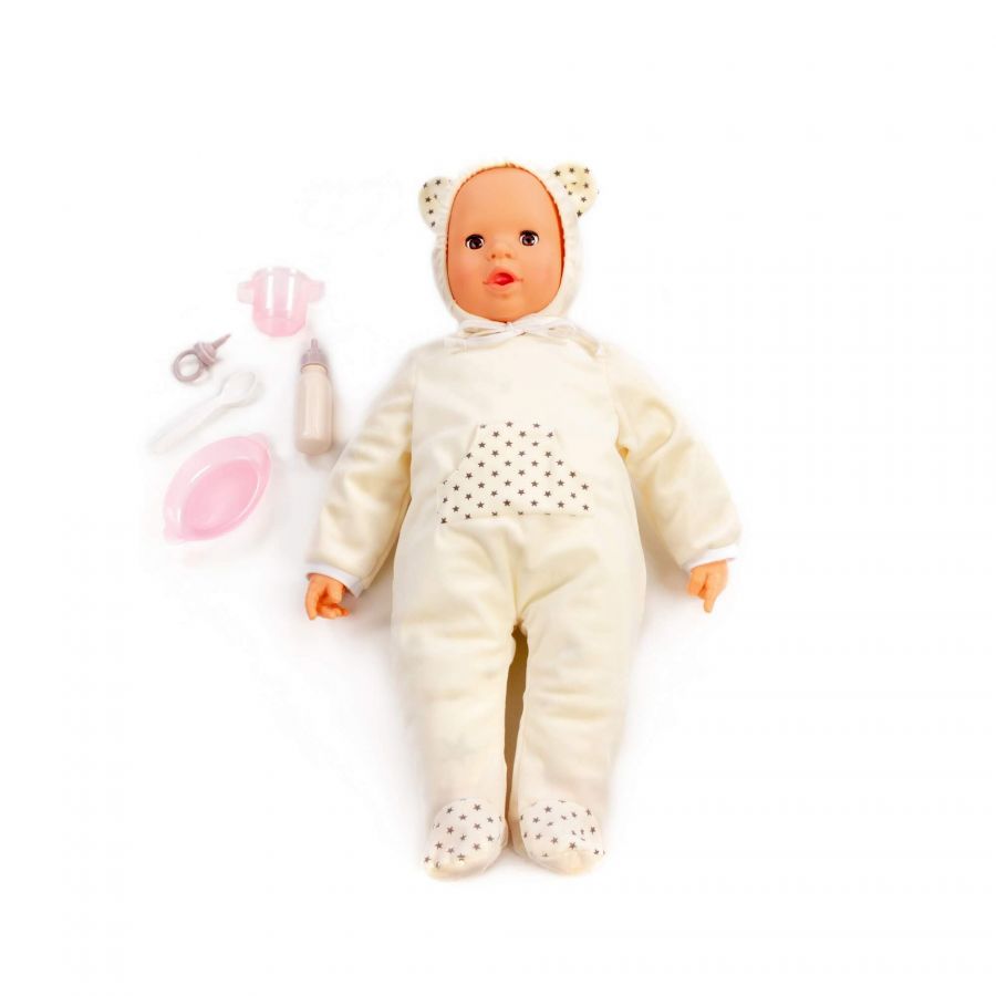 Пупс мягконабивной "Очаровательный" (52 см) + набор для кормления (5 элементов) (в коробке)