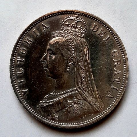 1/2 кроны 1887 Великобритания UNC