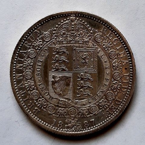 1/2 кроны 1887 Великобритания UNC