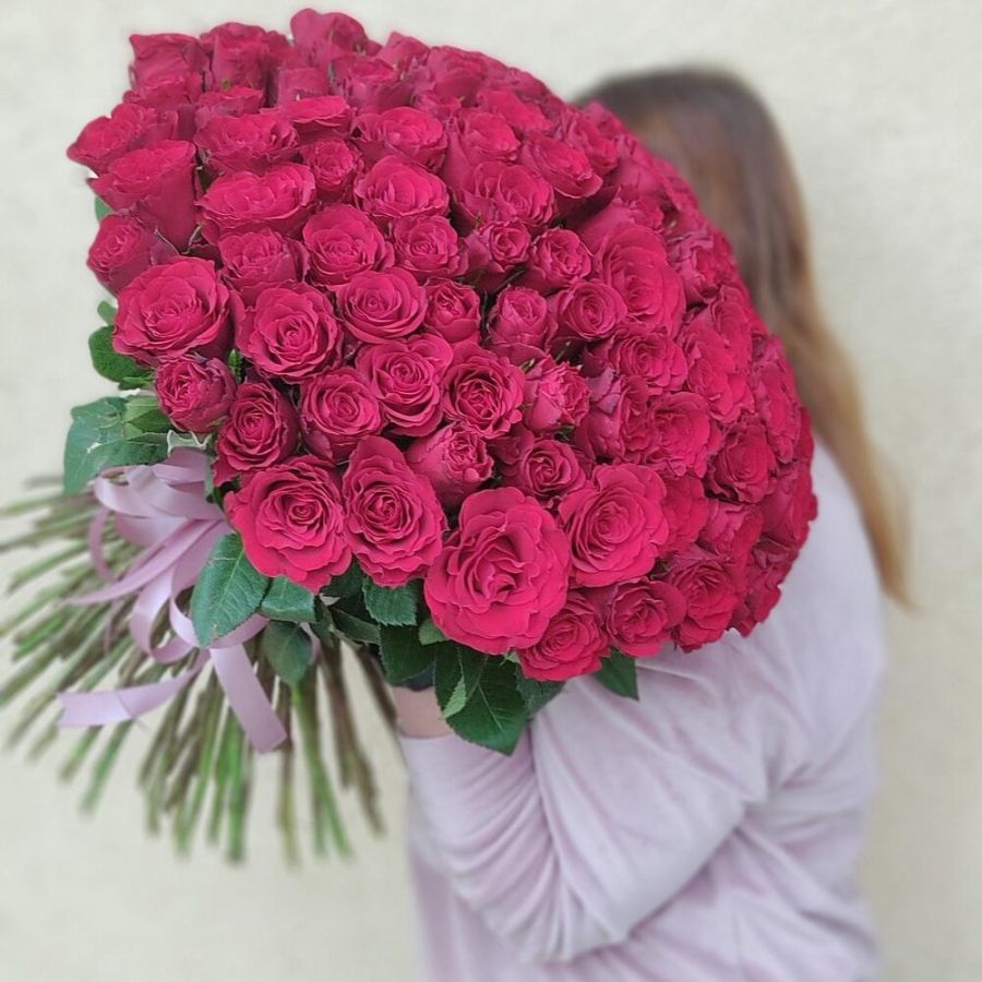 101 красная роза 50см