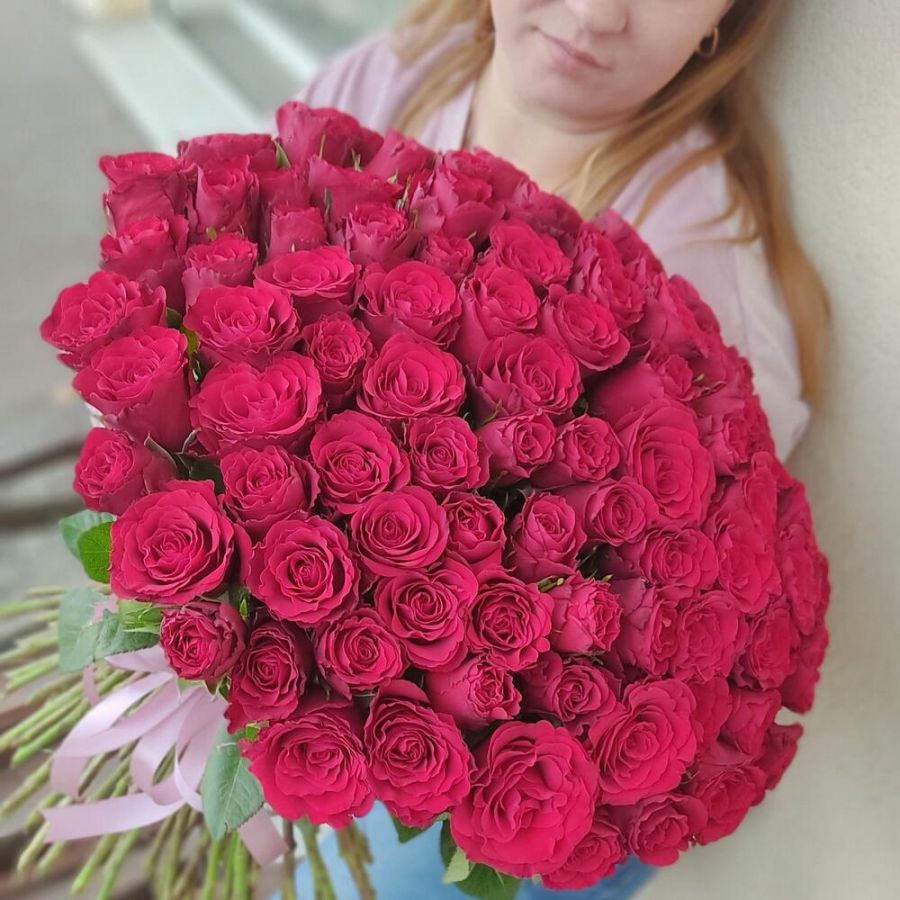 101 красная роза 50см