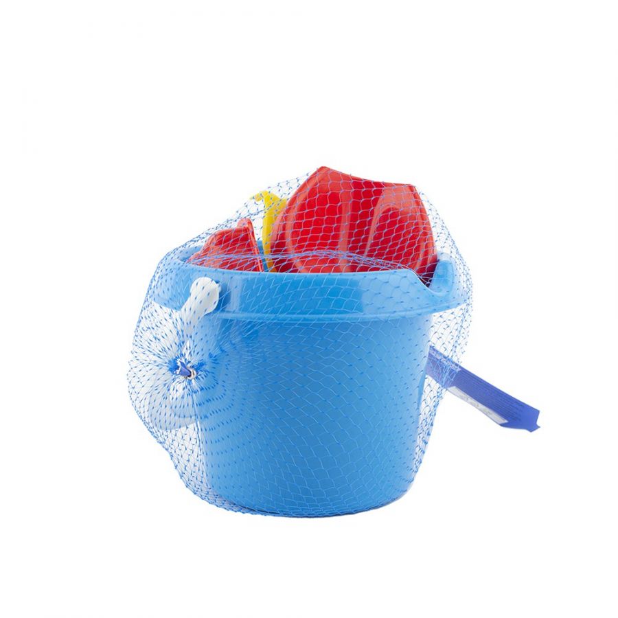 Песочный набор «Пляжный» (3 формочки, совок, грабли, ведро)