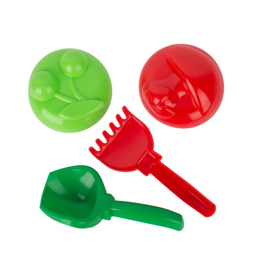 Песочный набор «По грибы и ягоды» (2 формочки, совок, грабли)