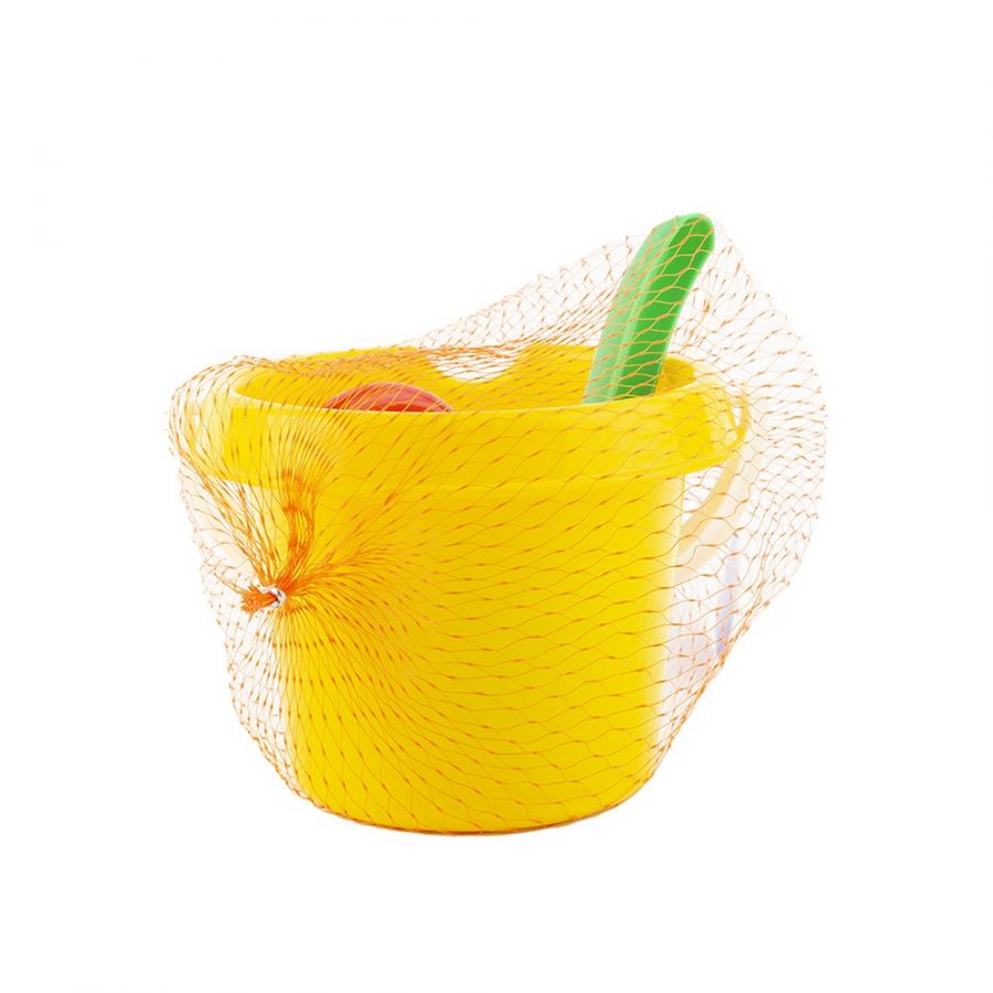 Песочный набор в сетке «Пупсик» (совок, лейка 0,2л, ведро 0,85л)