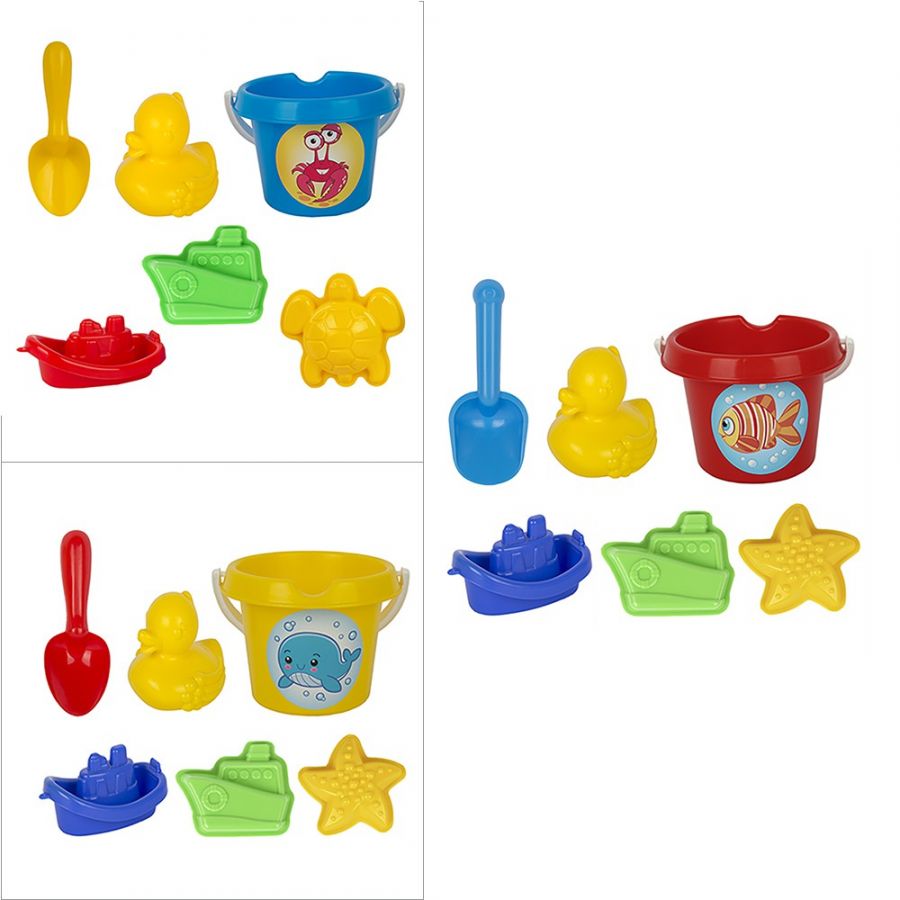Песочный набор мультяшка «Морской круиз» (уточка, кораблик, 2 формочки для песка, совок, ведро)