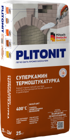 Раствор Plitonit СуперКамин ТермоШтукатурка 25кг Белый, Термостойкий / Плитонит