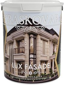 Краска Фасадная Высокоукрывистая, Сверхпрочная Kraskovar LUX FASADE Белая 9л / Красковар