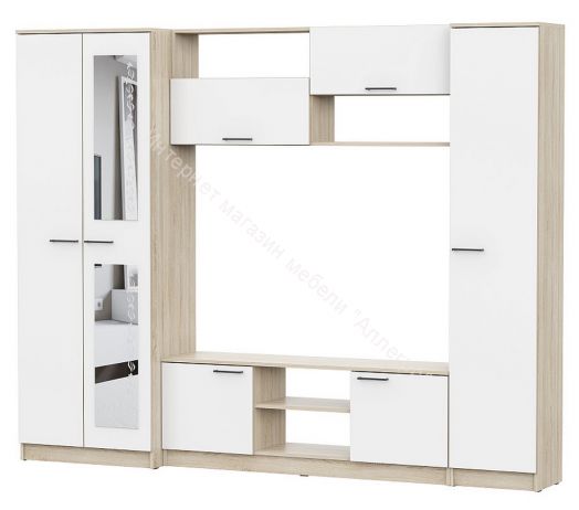 Гостиная МГС 3 исполнение 1 Дуб Сонома / Белый