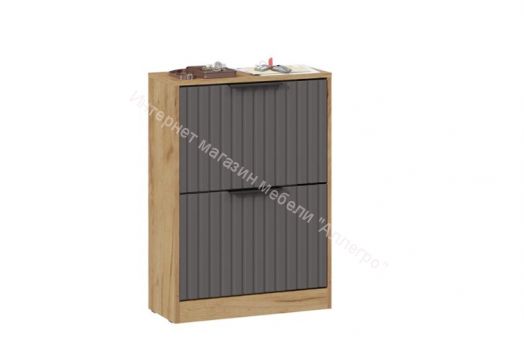 Тумба для обуви "Хилтон" Исп.2 -303.012.000 Дуб крафт золотой/Графит матовый