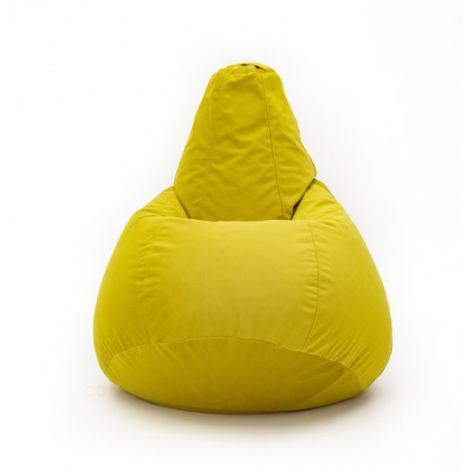 Кресло груша ВЕЛЮТТО из мебельного микровелюра (горчичный)