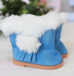 Обувь для кукол сапожки угги с мехом 7 см. - цвет голубой