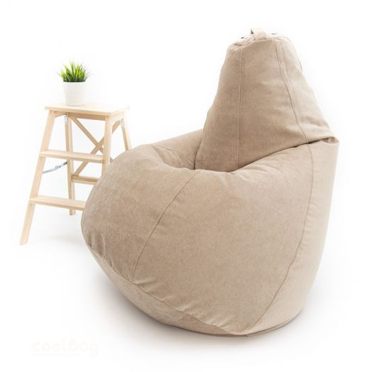 Кресло груша ВЕЛЬВЕТ ЛЮКС из премиум микровельвета (Бежевый)