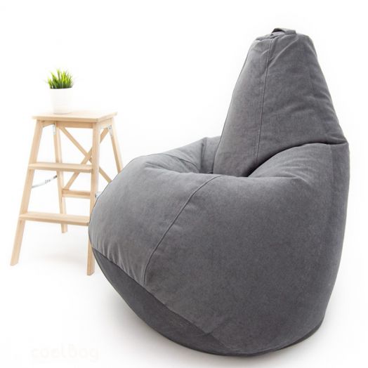 Кресло груша ВЕЛЬВЕТ ЛЮКС из премиум микровельвета (Темно серый)