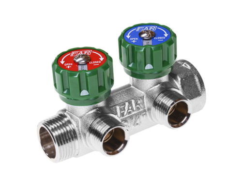 FAR 3/4"x1/2" коллектор на 2 выхода «евроконус» FK 3821 3412