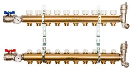 Stout 1"x3/4" на 10 выходов коллектор для радиаторного отопления из латуни (SMB-0468-000010)